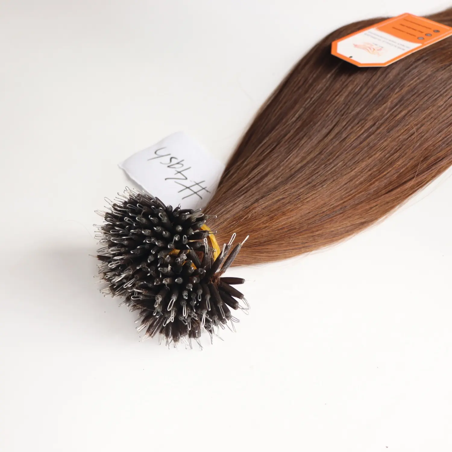 Produk Keratin ekstensi rambut ujung Nano # 4ash ekstensi rambut mentah tanpa pengolahan kimia
