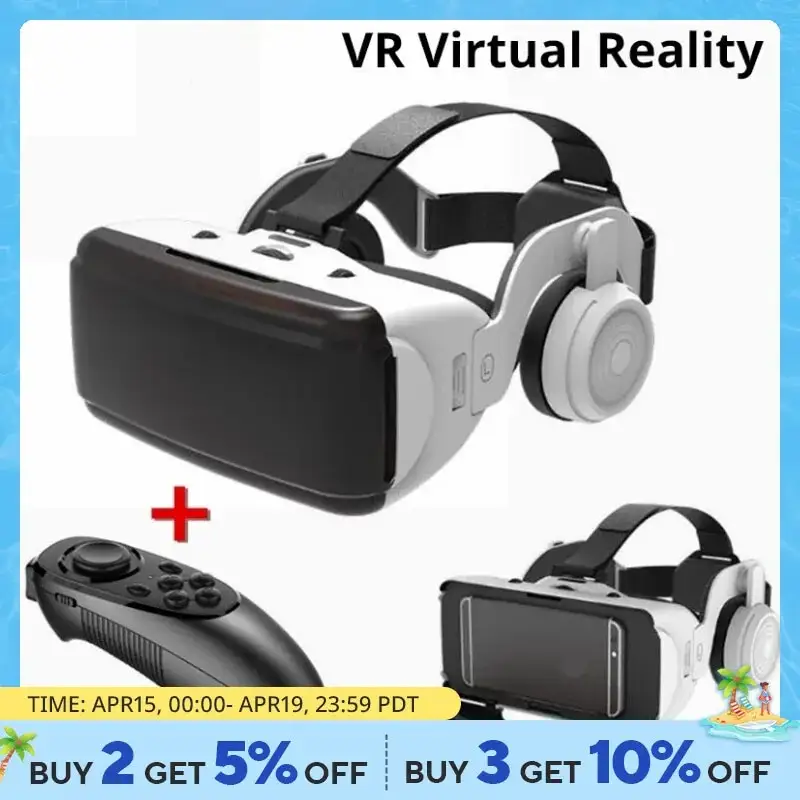 Caja de gafas 3D de realidad virtual VR original, casco de auriculares de cartón de Google VR estéreo para IOS Android SmartphoneWireless Rocker