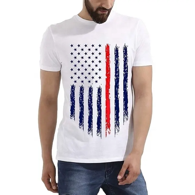 Sublimação Premium Camisas 100% Aditivo Puro Algodão Livre Leve Sinta-nos Tamanho T-shirts Em Branco Para Declaração De Estilo Único