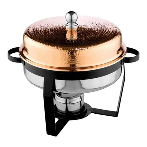 Plato de frotamiento de Buffet con diseño martillado grabado a mano, decoración de soporte negro, plato de rozaduras Chapado en cobre de alta calidad estándar 2023