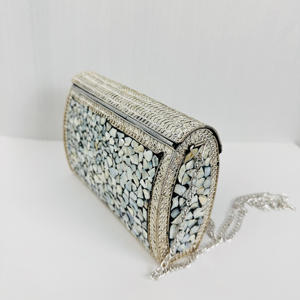 Elegant MOP Mosaic Clutch Ethnic Shell <strong>Inlay</strong> Sling Purse for Women Modern Polished Sculpture Vintage Wedding Sling Crossbody - Product Image 4