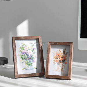 Ahşap tahıl resim çerçevesi kahverengi fotoğraf çerçevesi duvar ve kalem teşhir rafı boyutları için 4x6 5x7 6x8 ve 8x10 pleksiglas kapaklı - Product Image 1