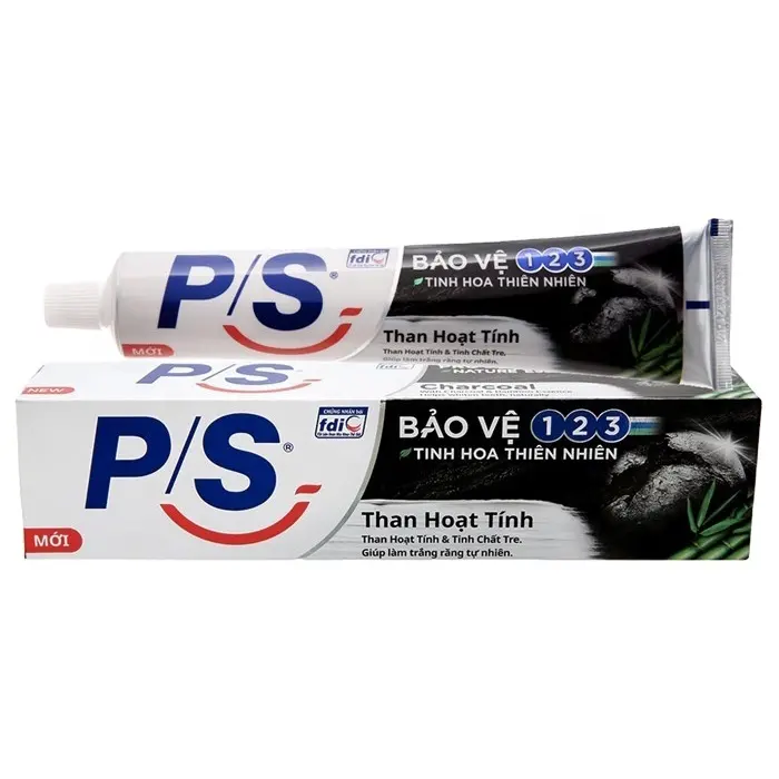 Carbón activado P/S pasta de dientes 230G tubo productos de alta calidad cuidado para la familia