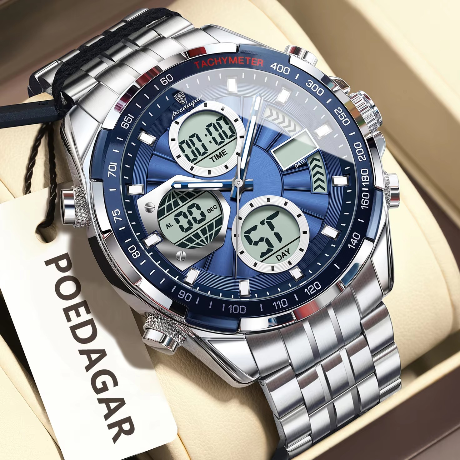 7 Cassa in argento Quadrante blu