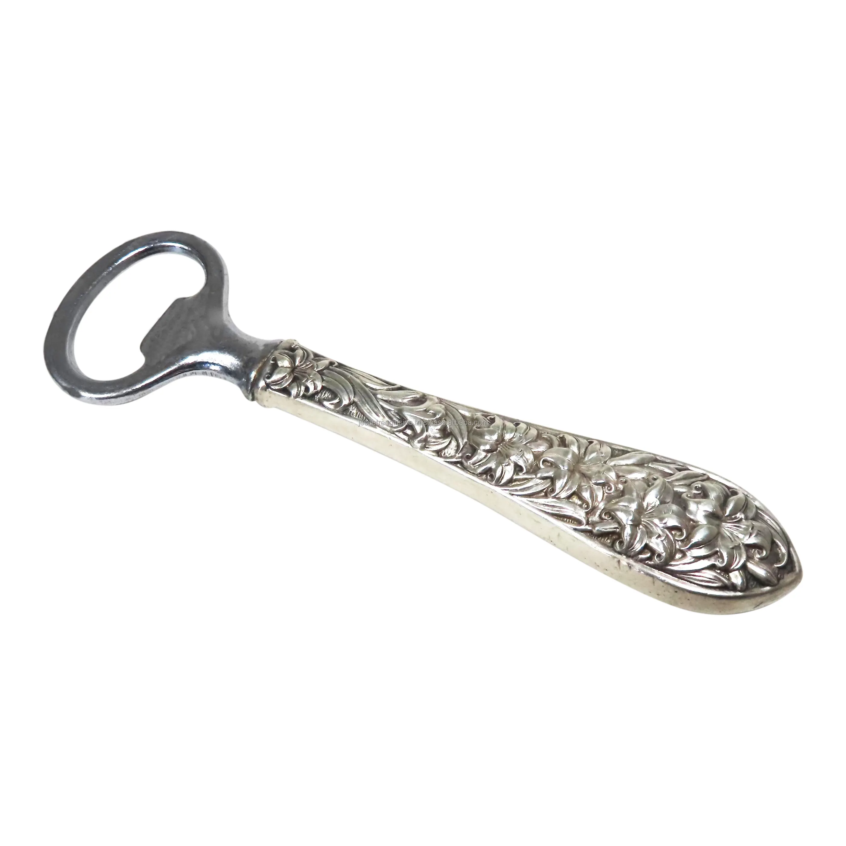 Metal Bottle Opener With Antique Silver Finishing Embossed Floral Design Excellent Quality For Opener Wholesale Price
