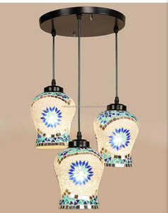 Multicolor Mosaic Glass Cluster Hanging <strong>Lamp</strong> Style Ceiling <strong>Lamp</strong> Chandelier Cafe Colored Pendant Lights Made by Metal Overseas - Product Image 1