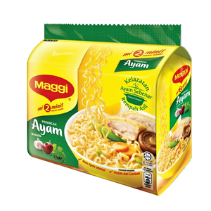 最受欢迎的百思买即食MAGGI-Ayam面条5x77g与美味的鸡肉搭配蔬菜
