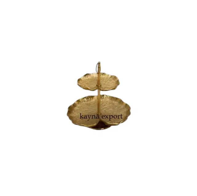 Модная Двухуровневая металлическая подставка для торта, дизайнерская Золотая тарелка, свадебное украшение, подставка для торта по оптовой цене