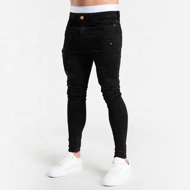 Jeans da uomo di alta moda da uomo Night Club di colore bianco nero firmato con stampa personale Jeans da uomo Punk Skinny Jeans Hip Hop