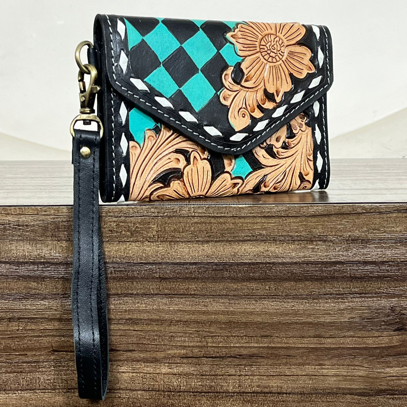Turquoise & Black Checkered