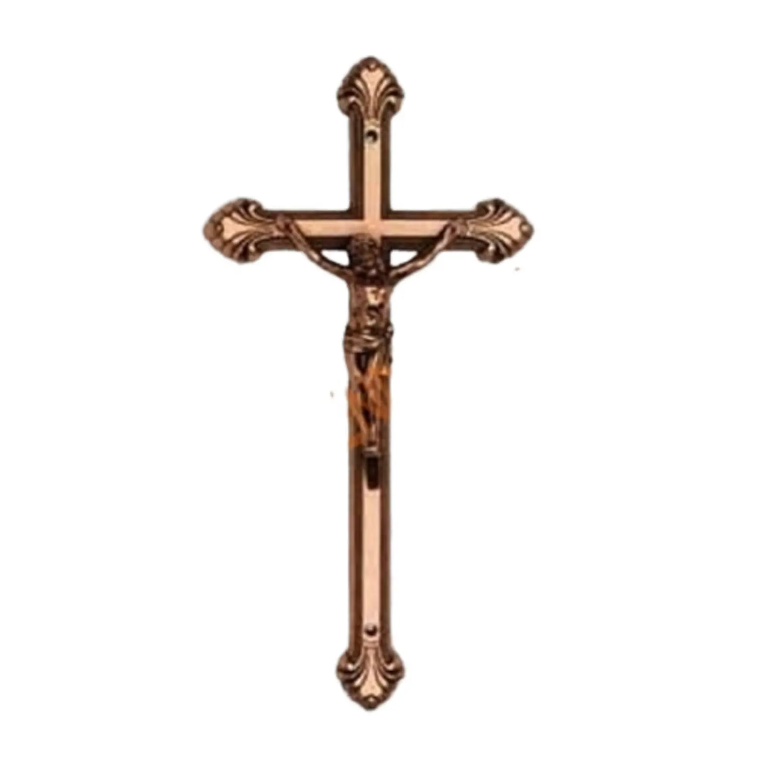 Cruz de crisol, accesorios religiosos decorativos chapados en cobre dorado