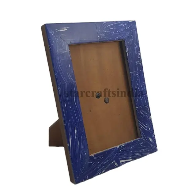 Resina & madeira cor azul 8x10 barato estilo personalizado imagem de madeira moldura em massa