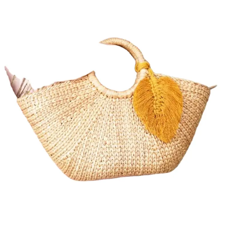 Venta al por mayor de paja de rafia de verano Boho bolso de playa de paja bolso de mano jacinto de agua bolso de Vietnam MHBW7