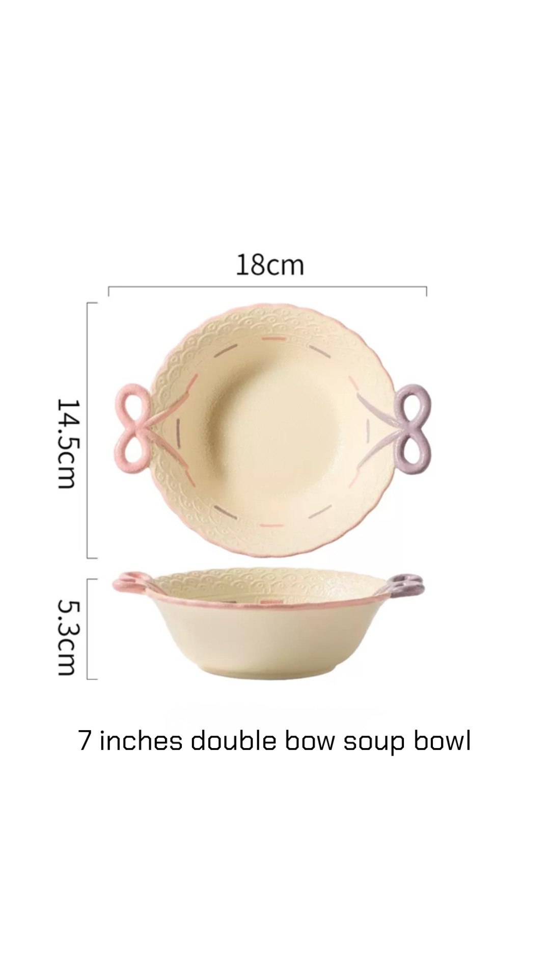 Tazón de sopa con asa de arco de 7 pulgadas