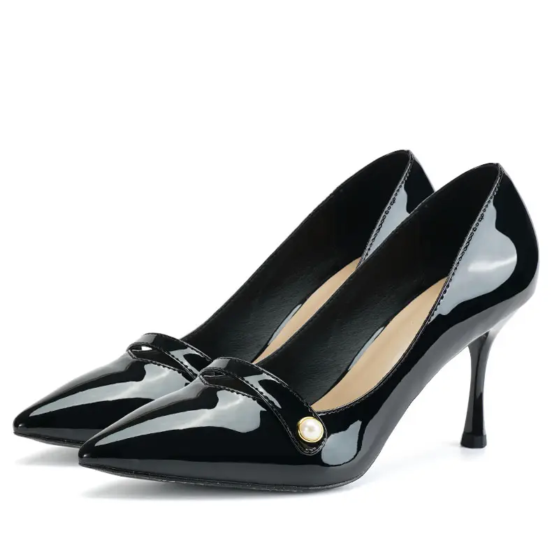 2024 zapatos de tacón alto de moda señoras mujeres bombas negro tacones gruesos