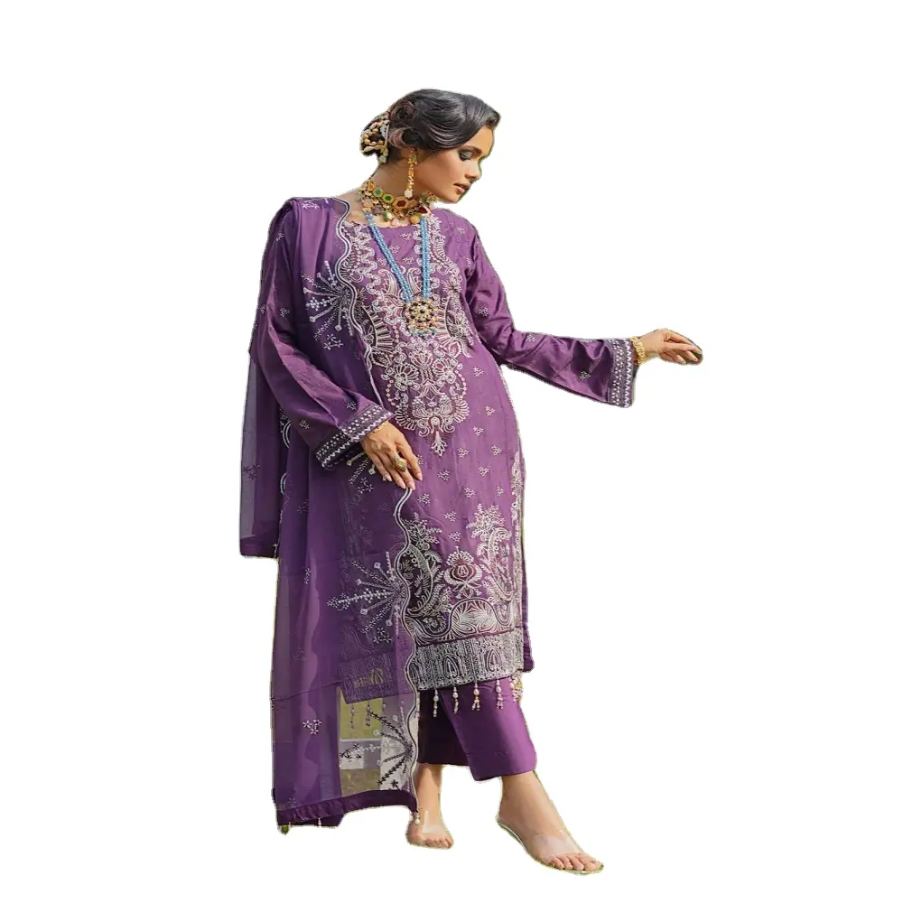 Viscose coleção-vestes diários para mulheres, roupas casuais bonitas e elegantes, estilo paquistão e indiana, 3 peças trajes por mi creação