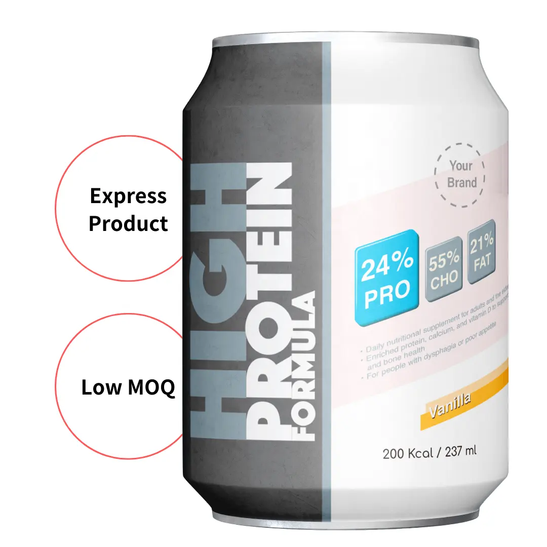 Express Products低MOQプレミアム台湾健康サプリメント液体栄養サプリメント金属缶ホエイプロテイン高タンパク質