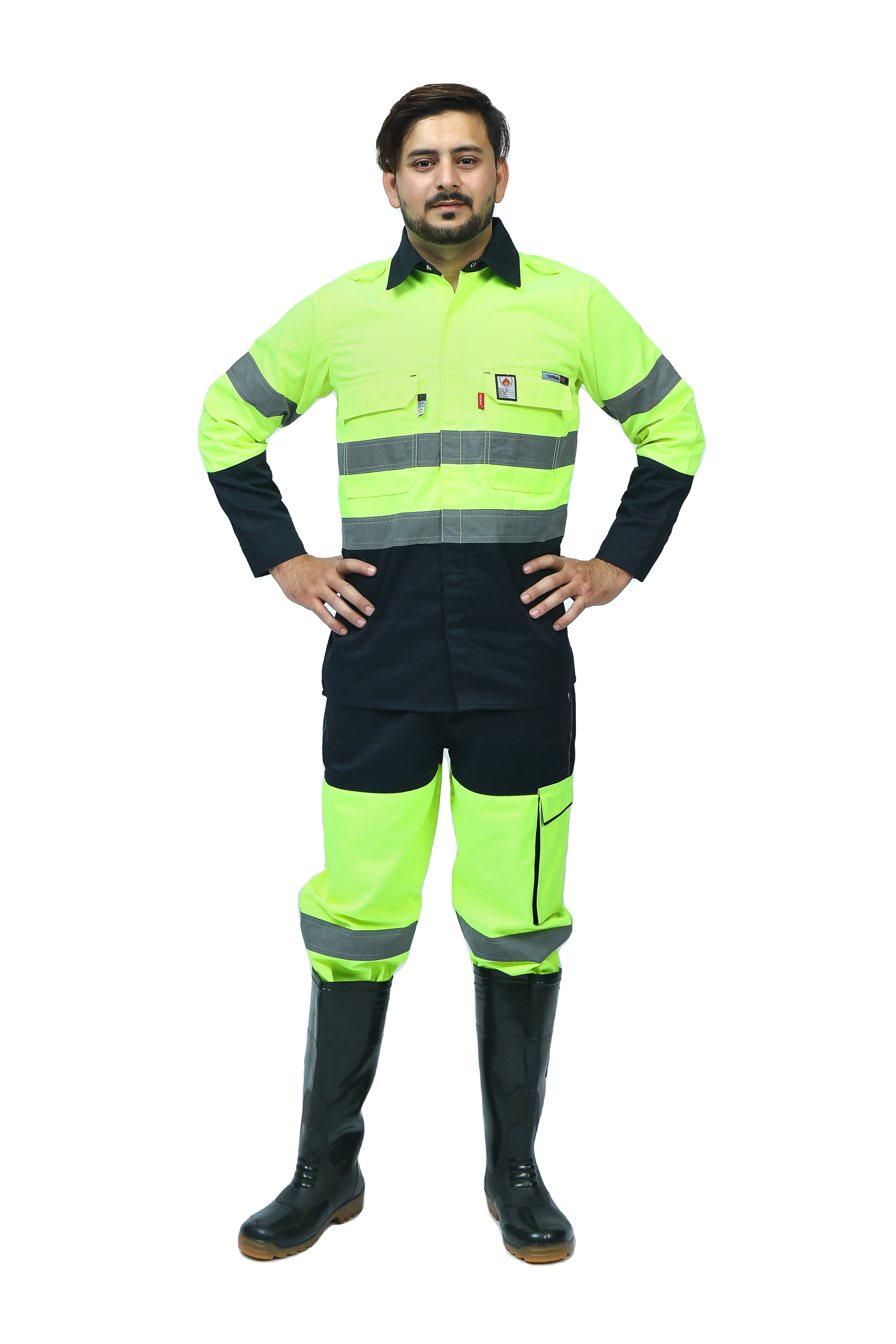 Vis haute jaune avec contraste marine foncé