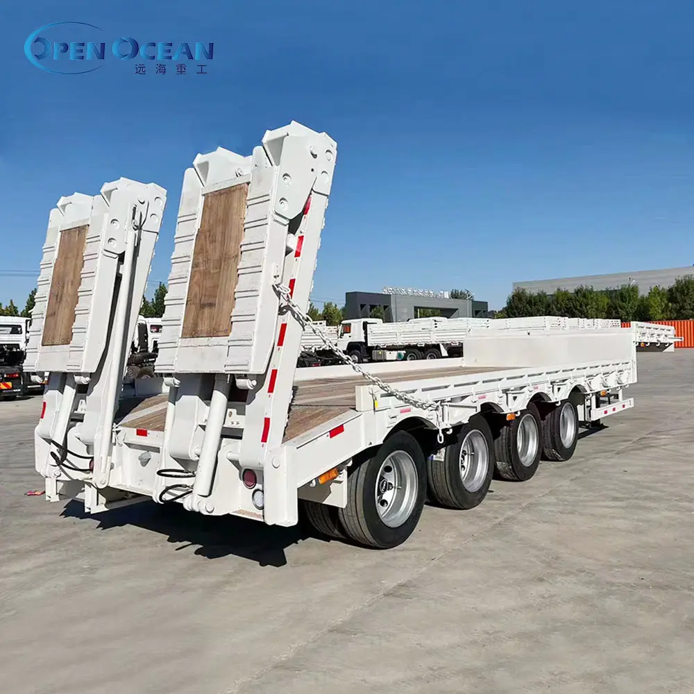 2 trục 40 tấn thủy lực nâng xe vận chuyển máy lowbed xe tải Trailer gấp thấp giường Trailer giá cho Châu Phi
