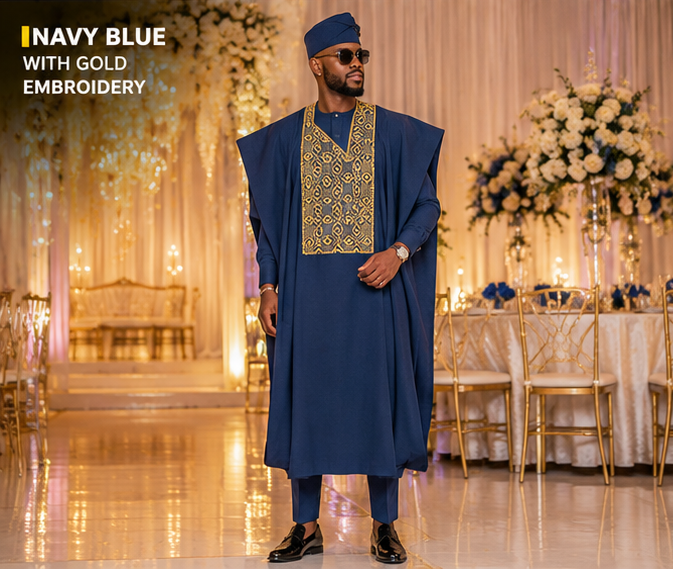 Navy + Gold embroidery