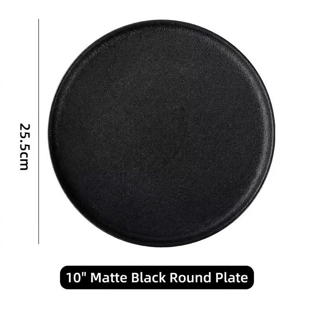 10 inch black matte round plate