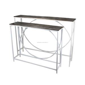 Metal Sheet <strong>Nesting</strong> Tray <strong>Table</strong> With Black &amp; White Powder Coating Finishing <strong>Rectangular</strong> Shape For Living Room Use Set Of Three - Product Image 1