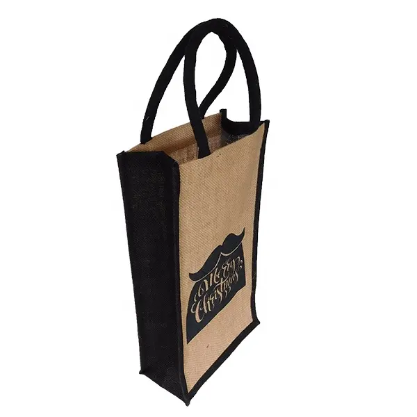 Sacs en jute pour bouteilles de vin en toile de jute, accessoire en toile de jute naturelle, style indien, à imprimé personnalisé, écologique, fourre-tout, 1 pièce