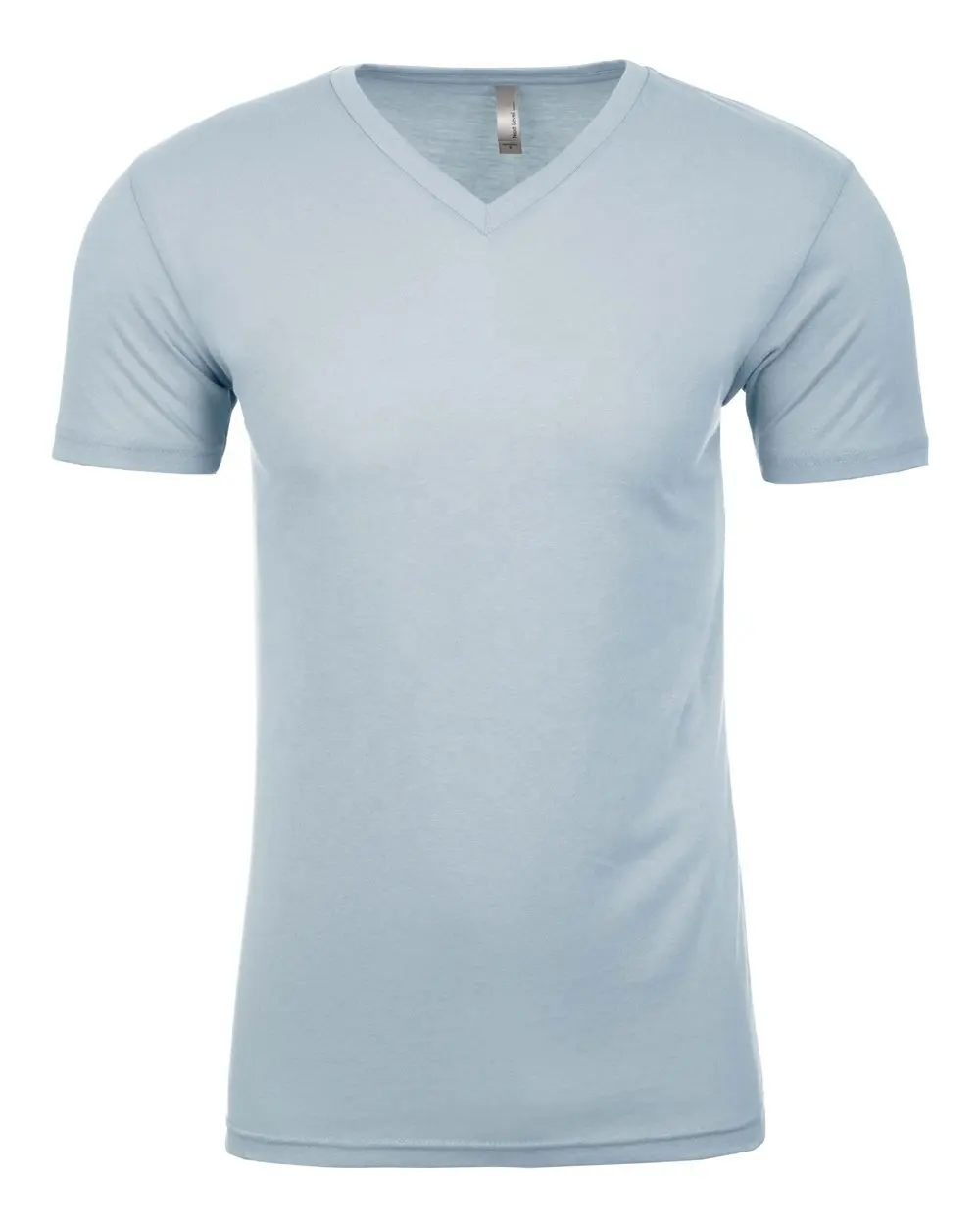 Next Level - 6440 Aangehouden V-Hals Lichtblauw T-Shirt Suaded Baby Rib Set-In Kraag Gekamd Ringspun Katoen/Polyester Ademend T-Shirt