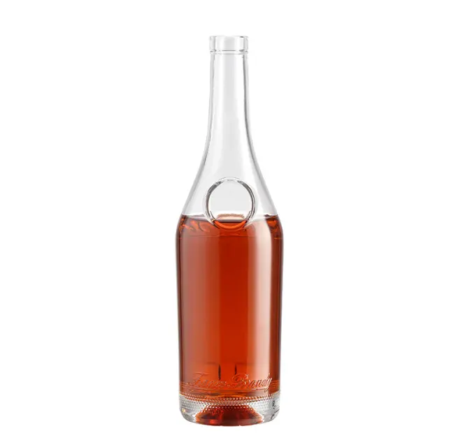 Sıcak satış boş 700ml viski viski ruhu cam şişe özel etiket ahşap mantar tıpa ile 750ml votka viski likör şişesi