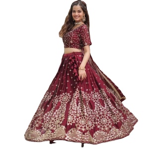נחמד מעצב צעיף gae בנות lehnga choli עם רקמה כבדה גבול מיוחד ללבוש בגדים הפקיסטני הודי <span class=keywords><strong>2025</strong></span>