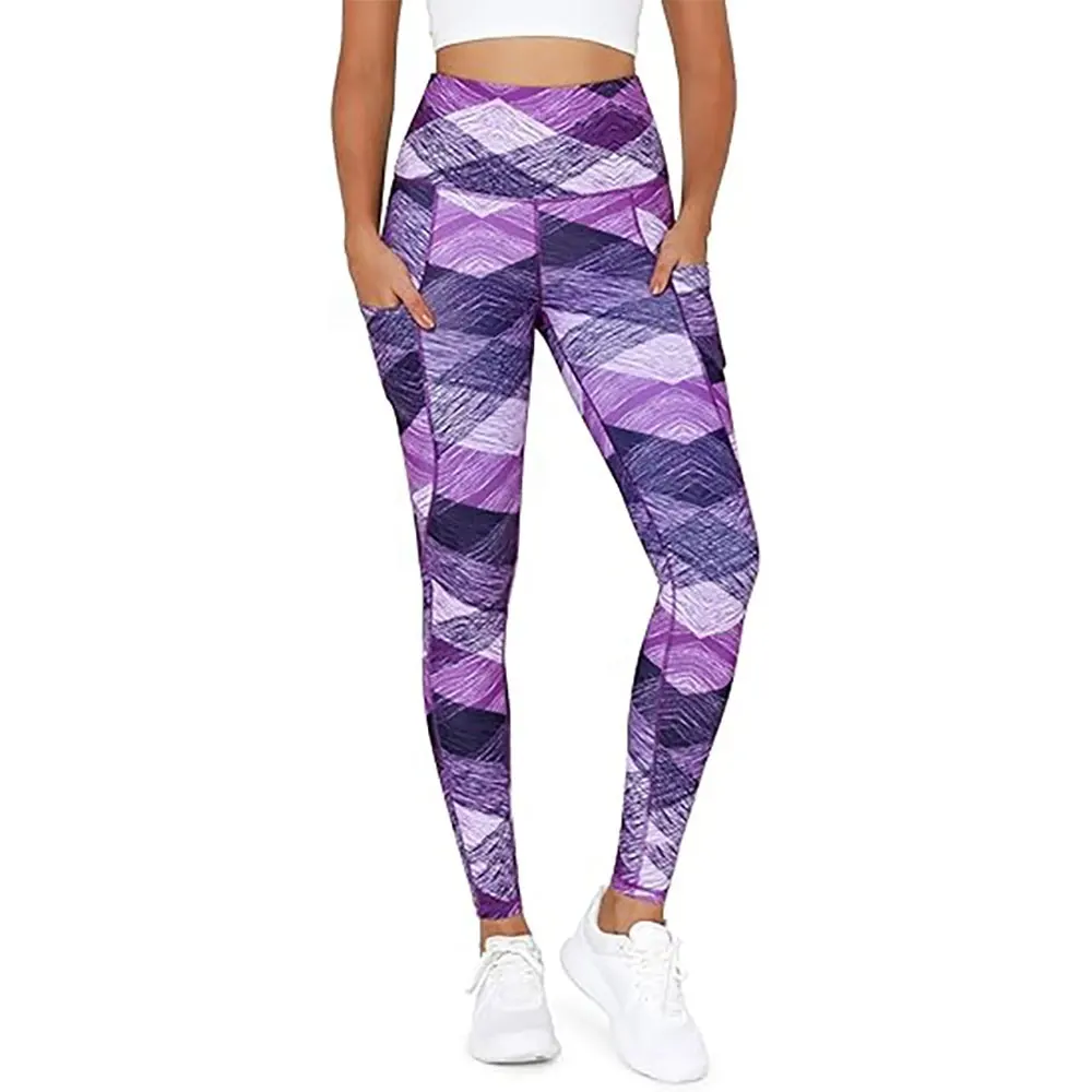 Custom all'ingrosso leggings sublimazione collant Yoga Custom tasche per telefono Leggings stampati digitali per donna