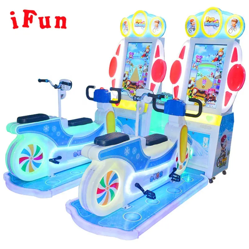 Ifun Kids Indoor Arcade Juegos de bicicleta que funcionan con monedas Paseos en bicicleta para niños Video Máquinas de juegos de equitación interactivas para la venta