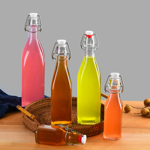さまざまなサイズの詰め替え可能なガラス瓶 (250ml-1000ml) -ソース、オイル、飲料用の正方形と円形、透明で気密 - Product Image 3