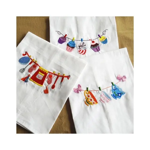Embroidered Utensils Design Ultimate Quality 20cm 30cm Super Absorbent Kitchen Dish Cleaning Towels From Indian Manufacturer