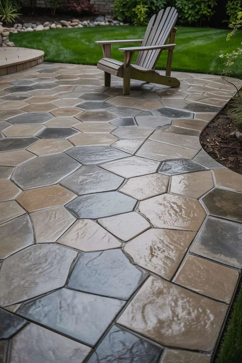 Hexa Stone Outdoor Patio Tile Mixed Grey & Sand Beige