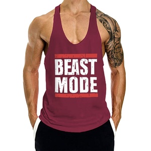 High Quality Cotton Bodybuilding Gym Singlet Stringer Vests XL Size <strong>Tank</strong> Tops Men's Running Washed 3D <strong>Pattern</strong> Design Wholesale - Product Image 2