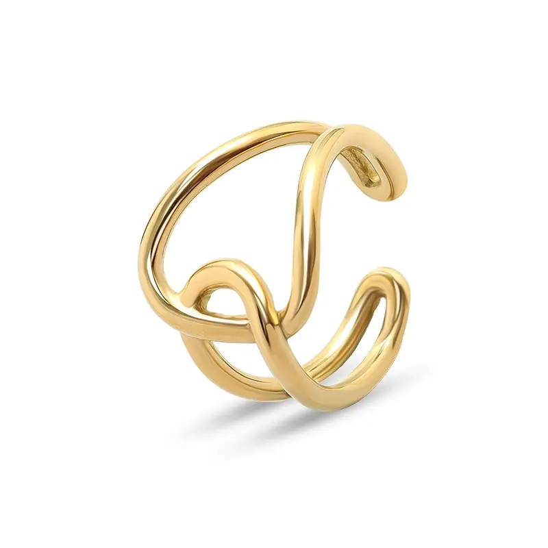 Anillo de torsión con cadena geométrica para mujer, anillo de titanio con diseño sencillo a la moda, sin deslustre, nuevo 2022