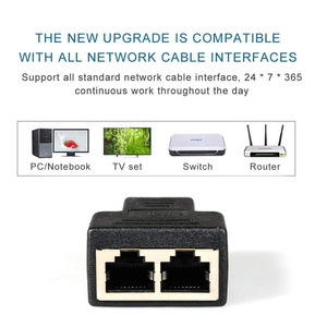 RJ45 <strong>Network</strong> Splitter <strong>Adapter</strong>, 1 to 2 Port LAN CAT6 RJ45 <strong>Network</strong> Three-way Head Splitter <strong>Network</strong> Extension <strong>Adapter</strong> - Product Image 4