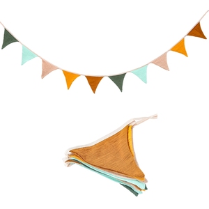 Banderas de tela de algodón Banderín Cadena Banderín Bunting Decoración festiva Banderas coloridas Banderines triangulares lavables Banner - Product Image 1