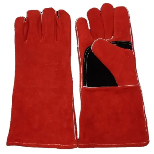 Gants de soudage professionnels en gros Vêtements de travail Gants de soudeur Dernière conception Gant de soudage Double paume Mains Sécurité de l'Inde