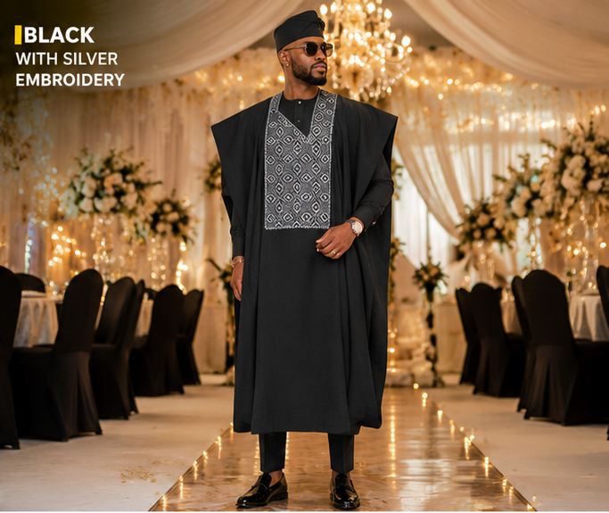 Black + Silver embroidery