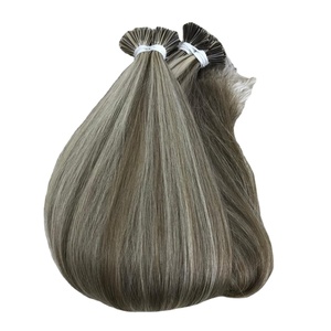 Piyano renk Mini düz ucu insan saçı postiş ön gümrüklü sopa bakire Remy düz ucu beyaz kadınlar için - Product Image 1