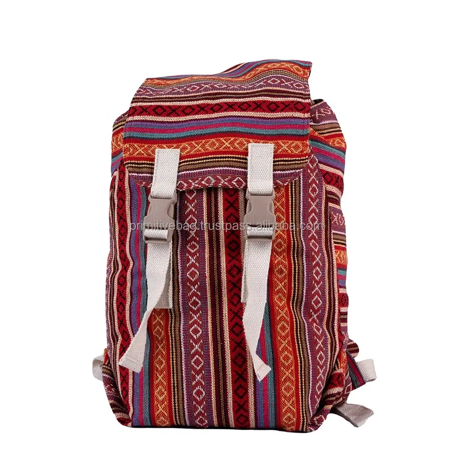 Rucksack Backpack Unisex String Han-loomed Woven Gheeri Cotton Fabric-custom Color-custom Designs 2021 Trendy 100% Cotton 50 Pcs