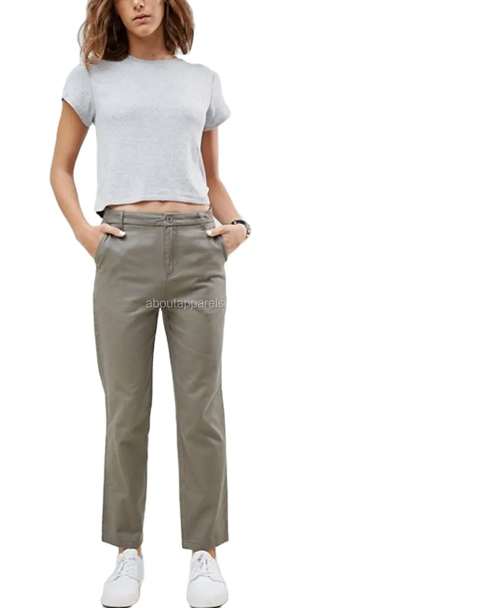 2022 ucuz yüksek kalite özel seksi yeni moda Harlem rahat pamuklu pantolon, sıcak satış kadın Chino pantolon Slate gri