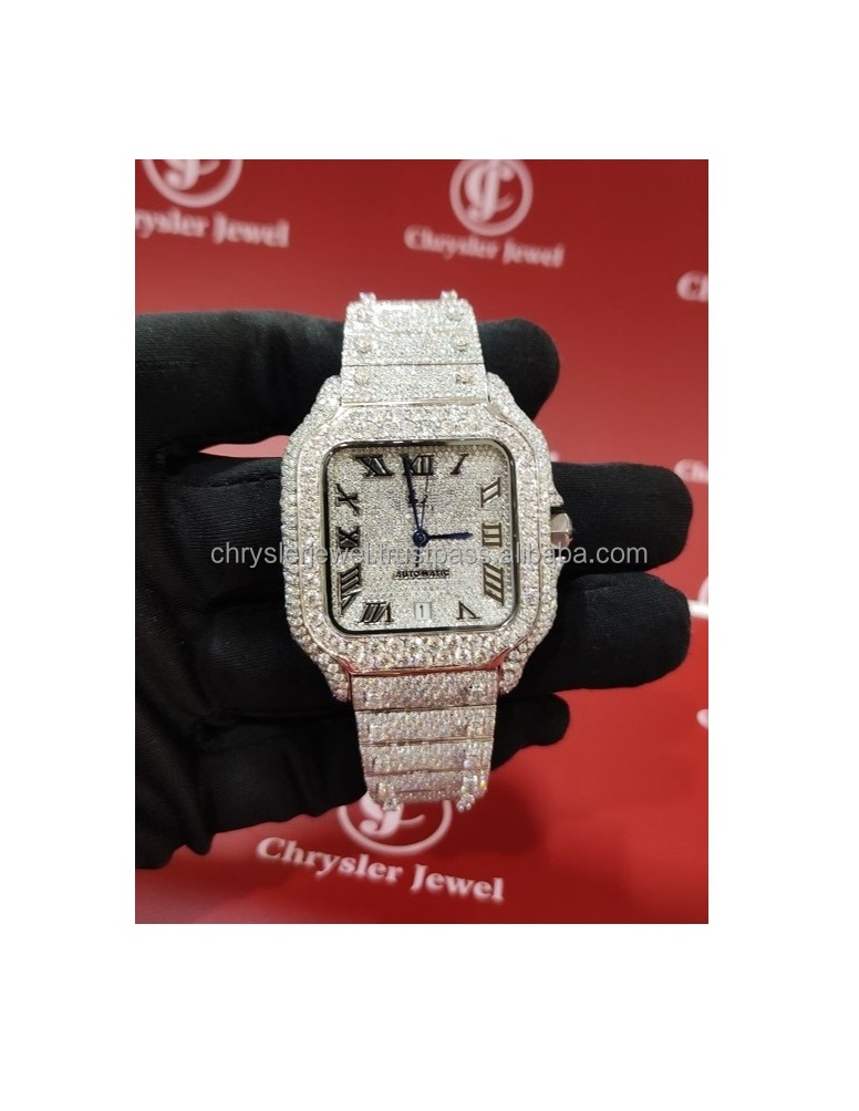 2025 son kaliteli buzlu out moissanite kol saati vvs netlik ile erkekler için hediye fantezi tarzı izle - Product Image 1