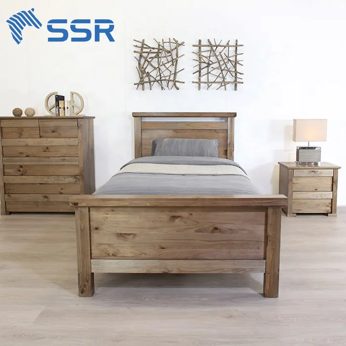 Camas de madera maciza para dormitorio, juegos de muebles, litera de madera maciza, cama doble