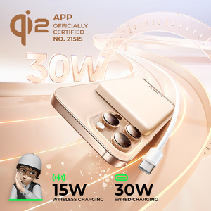 ที่ใส่ QI2 Lisen แบตเตอรี่สำรอง10000มิลลิแอมป์ชั่วโมงแม่เหล็กชนิดชาร์จไร้สายสูงสุด30วัตต์ชาร์จเร็วสำหรับ Apple Samsung - Product Image 4