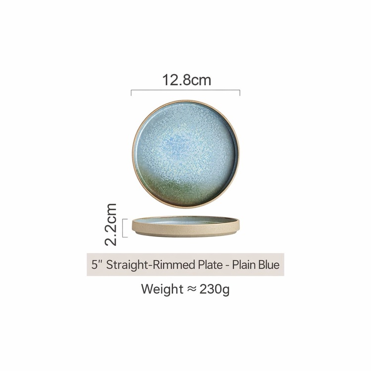 Rond de 5 pouces, bleu uni.