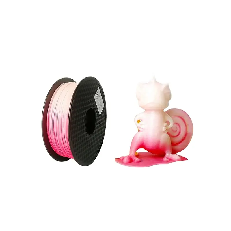 Consumíveis de impressão 3d 1.75mm 1kg, reação ao calor pla 3d filamento de fábrica rosa para branco material de impressão 3d