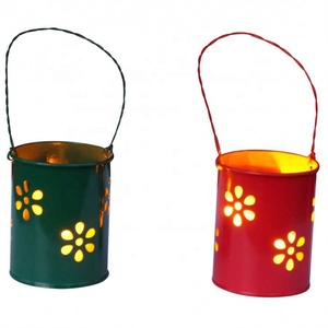 Đèn Lồng Màu Xanh Da Trời Nến Mờ Bán Sỉ Tùy Chỉnh Đèn Lồng Kim Loại Mạ Kẽm Hàng Đầu Khung Dây Đèn Lồng Kim Loại Ấn Độ - Product Image 2